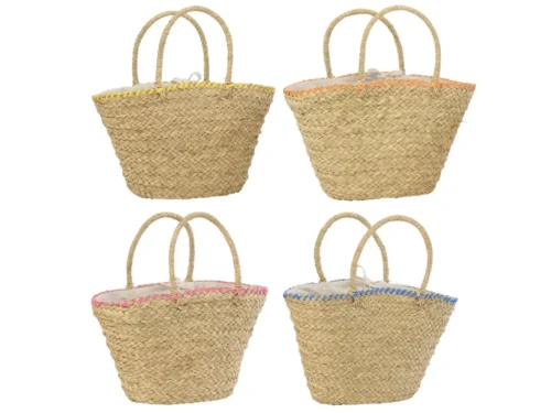 Tas Baarrum zeegras set van 4, meerkleurig, gevlochten tassen met stevige handgrepen en natuurlijke uitstraling