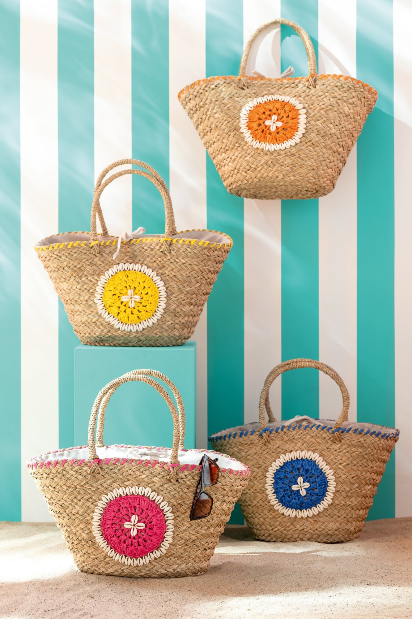 Tas Baarrum Zeegras Meerkleurig - Set van 4 - Afbeelding 5