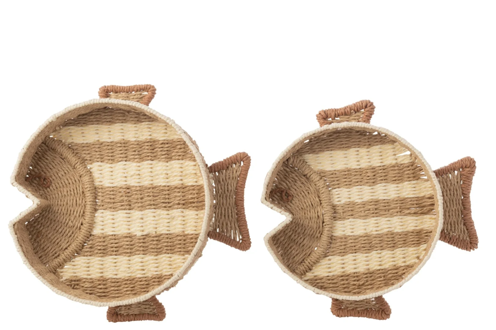 Goldas dienbladen set van 2 in visvorm, naturel/wit gestreept, decoratief geweven papier