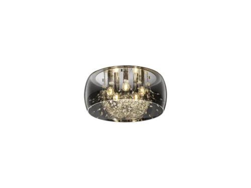 Plafondlamp Rorda glas Ø50 cm, chroom en transparant helder glas, moderne set van 3 met vijf E14-fittingen