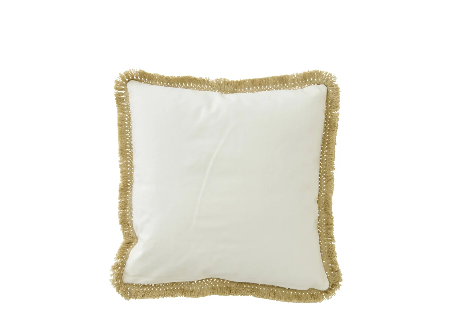 Stoorano meerkleurig kussen 45x45 cm van katoen met beige franjerand en zachte, natuurlijke uitstraling