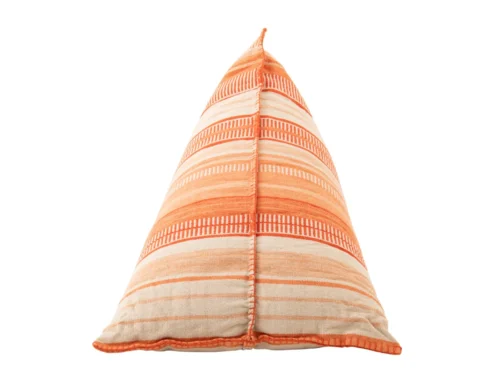 Zitzak Naundir katoen beige met oranje strepen, driehoekig ontwerp en zachte uitstraling