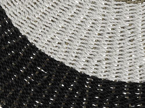 Vloerkleed Lodura Wit 120x120 cm, rond gevlochten design van polypropyleen en zeegras in wit, grijs en zwart