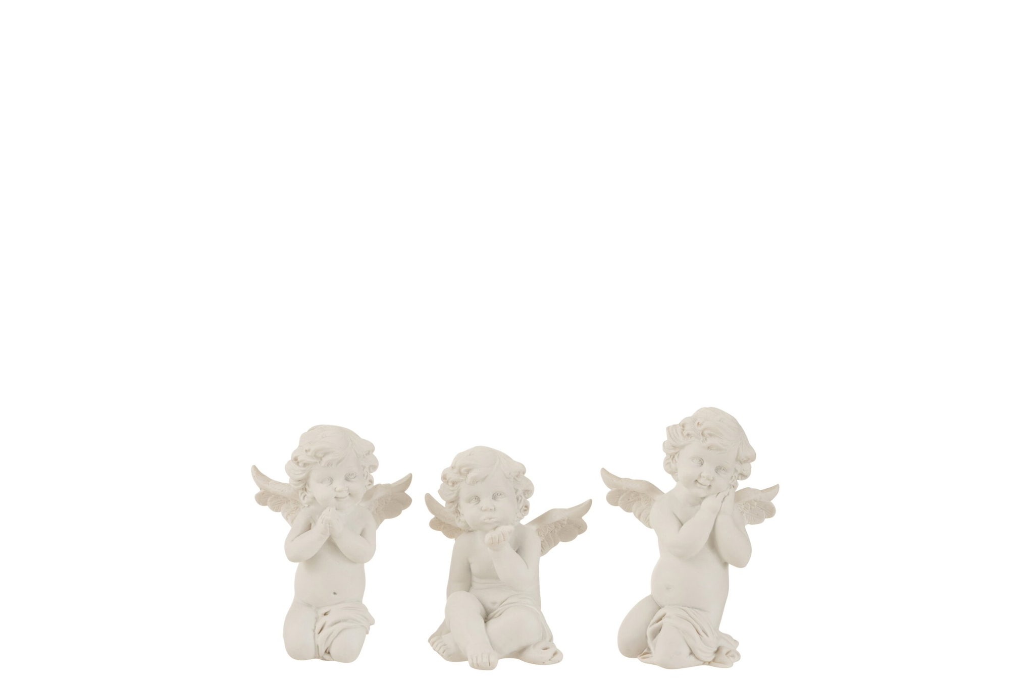 Veennir witte polyresin engelfiguren set van 3, knielend, 11 cm, winterse woondecoratie