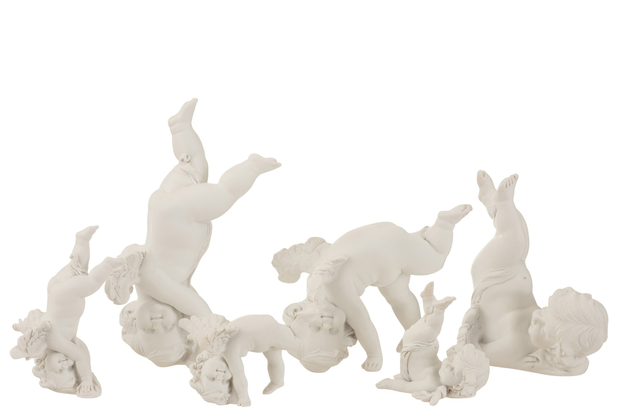 Beeld Kleesi wit H20 cm set van 3, witte liggende figuren met rustige, decoratieve uitstraling