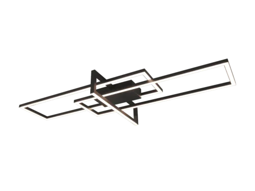 Sularo matzwarte plafondlamp set van 3 met strak metalen design en geïntegreerde LED-verlichting