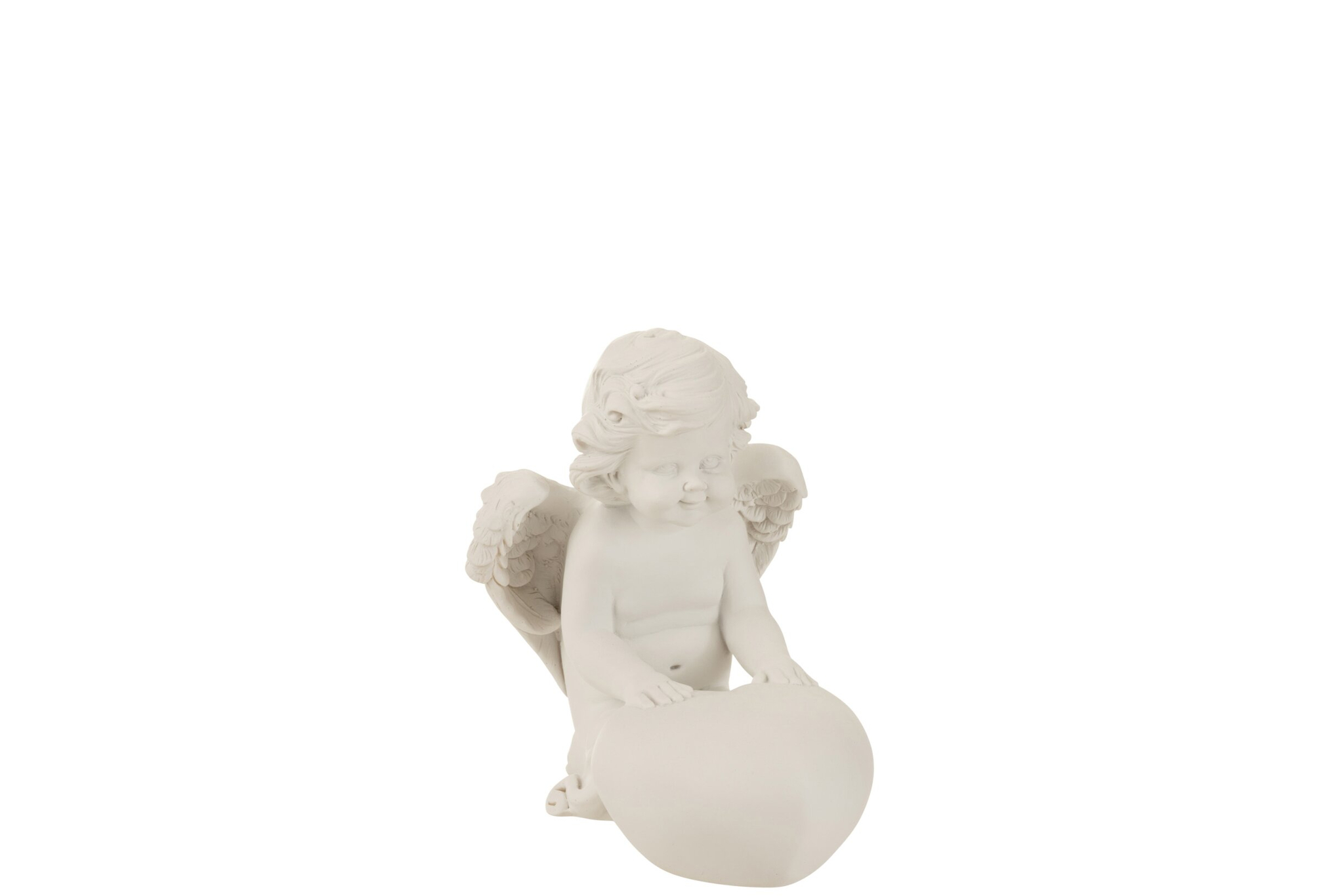 Decoratie Kilo Wit: wit engelenbeeldje met hart, compact woonaccessoire in rustige matte afwerking