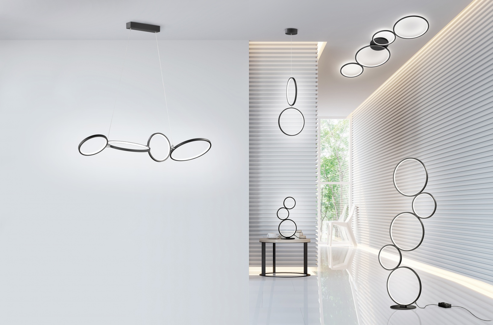Plafondlamp Curdaro Mat Zwart Ø97 cm - Set van 3 - Afbeelding 4
