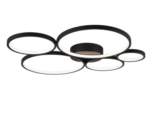 Plafondlamp Mannheim mat zwart, set van 3, met geïntegreerde LED en strak rond design