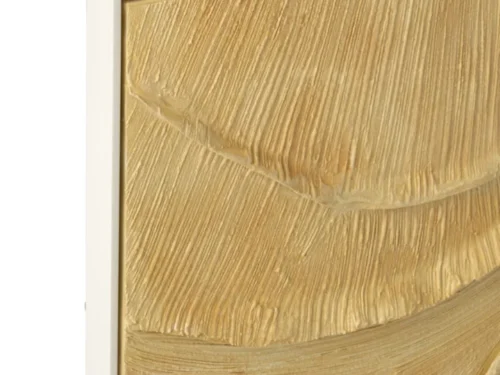 Schilderij Faukona Goud met goudkleurige, textuurrijke print en witte omlijsting voor een warme, elegante uitstraling