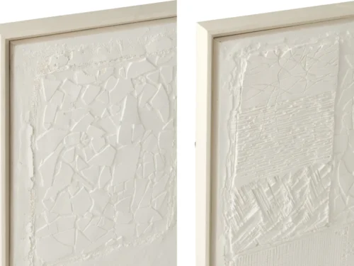 Woonaccessoire Poossas Hout Wit set van 2 met lichte pleisterstructuur en slanke witte frames