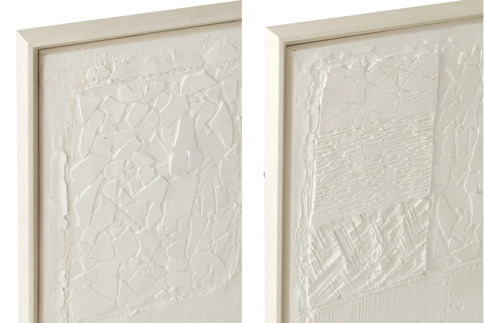 Woonaccessoire Poossas Hout Wit set van 2 met lichte pleisterstructuur en slanke witte frames