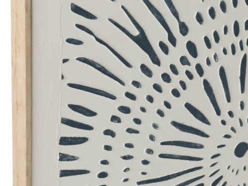 Woonaccessoire Hirdea wit met houten rand en abstract zwart patroon, decoratief wandpaneel met rustige uitstraling
