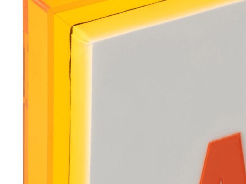 Schilderij Haammira Wit set van 2 canvas met neonoranje accenten en strakke witte basis
