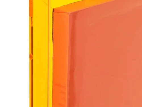 Schilderij Graabir Oranje, neonoranje wanddecoratie met gelaagde canvaslook en transparant kunststof frame