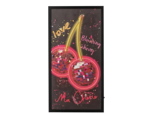 Schilderij Bades Meerkleurig met neonkersen, disco glitter en zwarte lijst