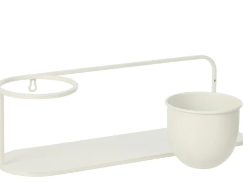 Wandrek Veedir Metaal 53 cm wit met geïntegreerde bloempot voor decoratie en planten