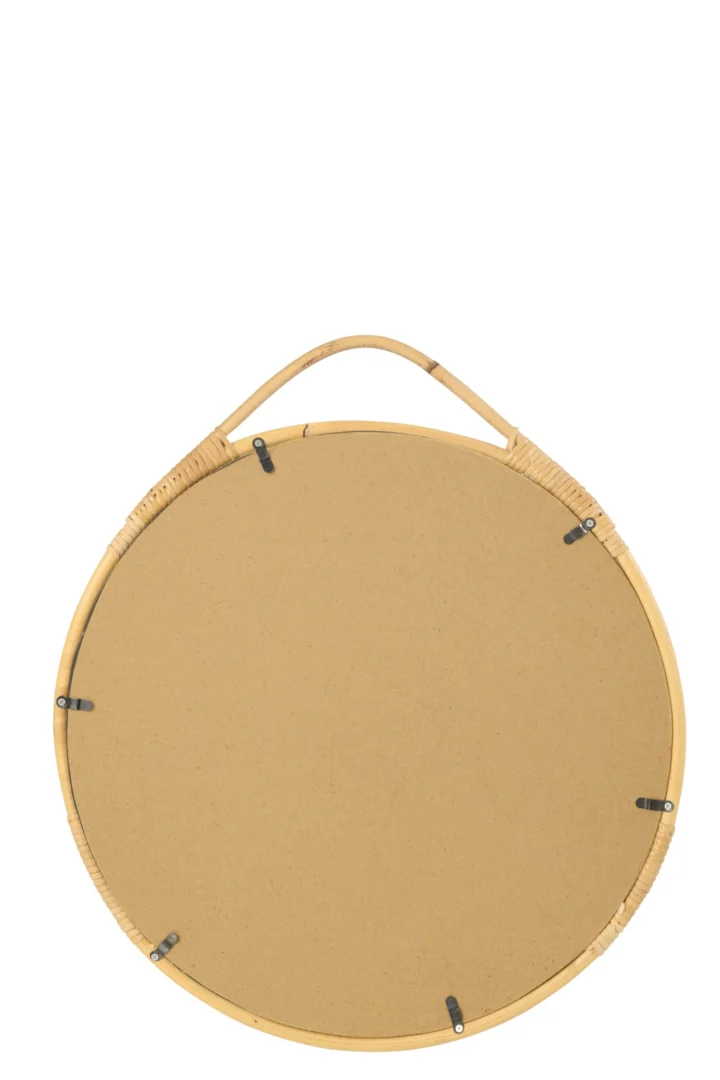 Spiegel Feemon naturel 44 cm ronde wandspiegel met rotan frame en ophanglus