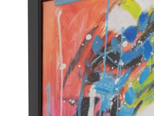 Schilderij Naarni Meerkleurig met abstracte verfstreken in zwart frame, levendig wandkunstwerk voor moderne interieurs