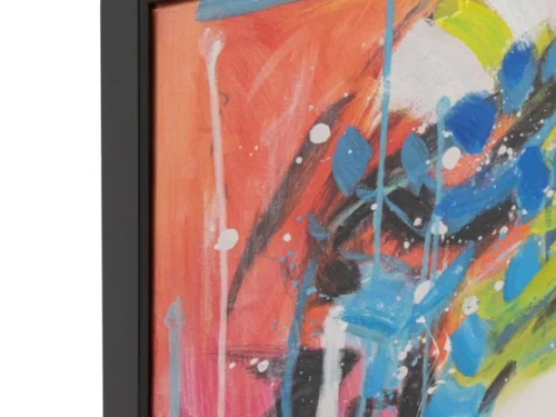 Schilderij Naarni Meerkleurig met abstracte verfstreken in zwart frame, levendig wandkunstwerk voor moderne interieurs