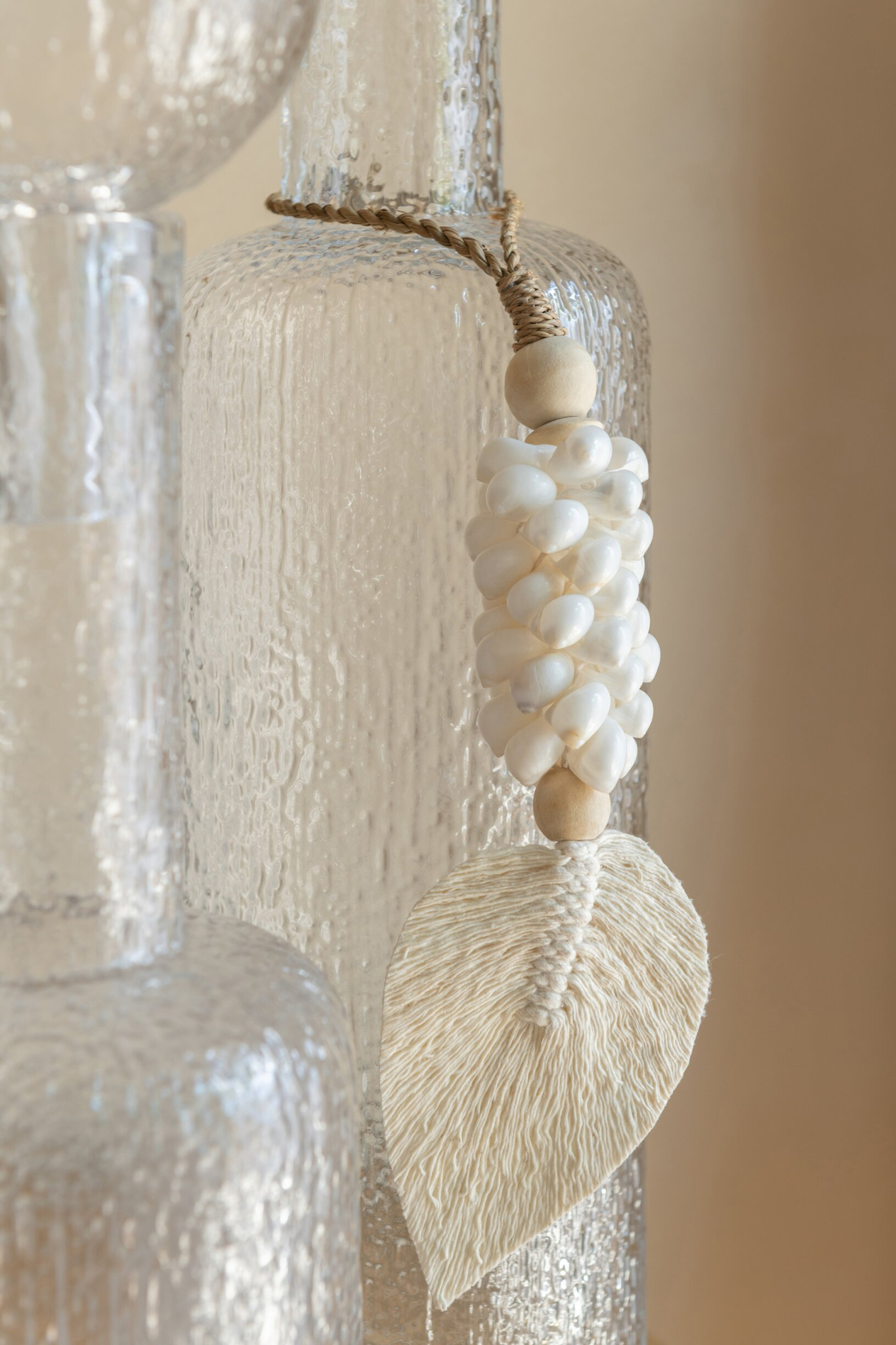 Decoratiehanger Hornaro Schelp Beige - Set van 2