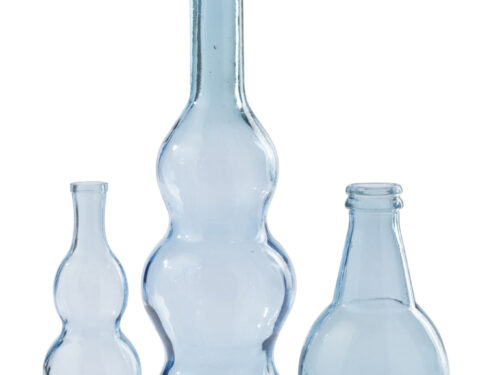 Blauwe Verno glazen vloervaas H75 cm met elegante, ronde vorm en transparante uitstraling