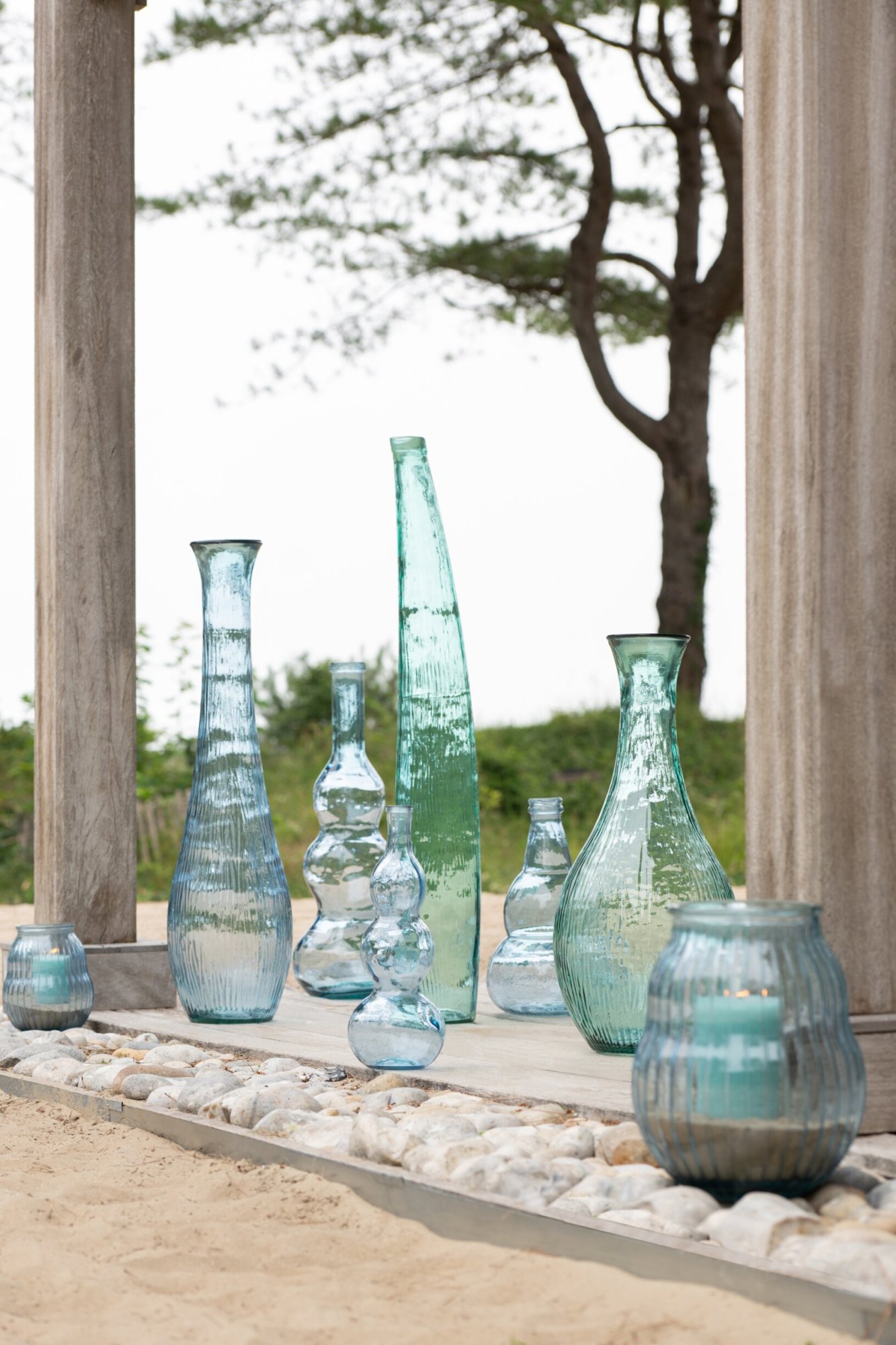 Vloervaas Verno Glas Blauw H75 cm - Afbeelding 2