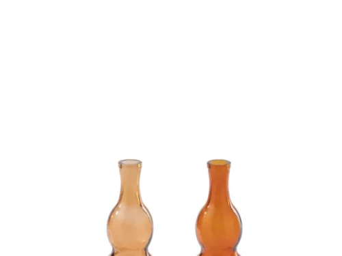 Set van 2 oranje glazen vazen Lientir H48 cm, hoge elegante flessen met warme uitstraling