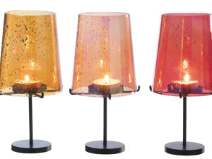 Waxinelichthouder Groolvun Glas Oranje - Set van 3