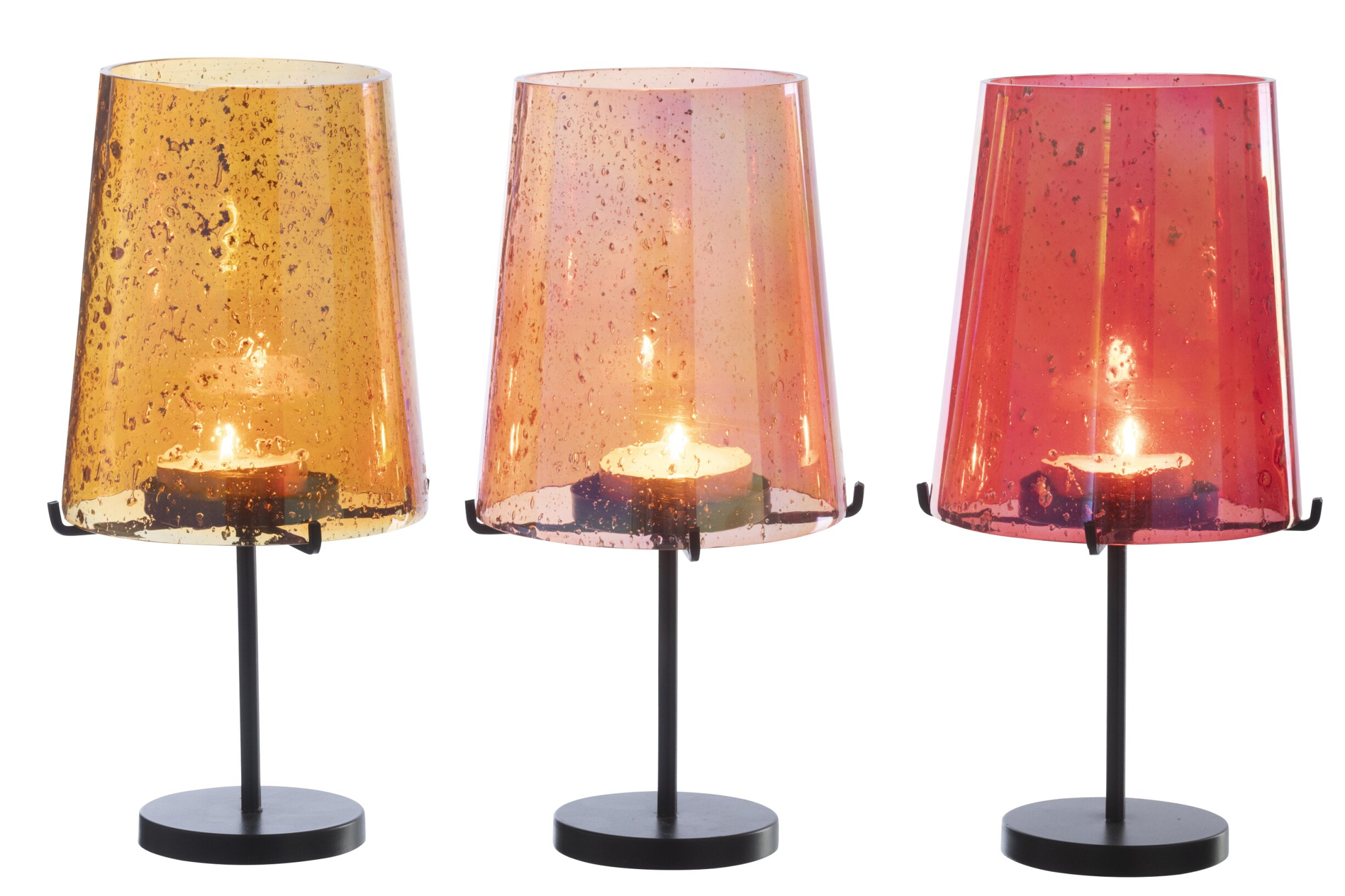 Waxinelichthouder Groolvun Glas Oranje - Set van 3