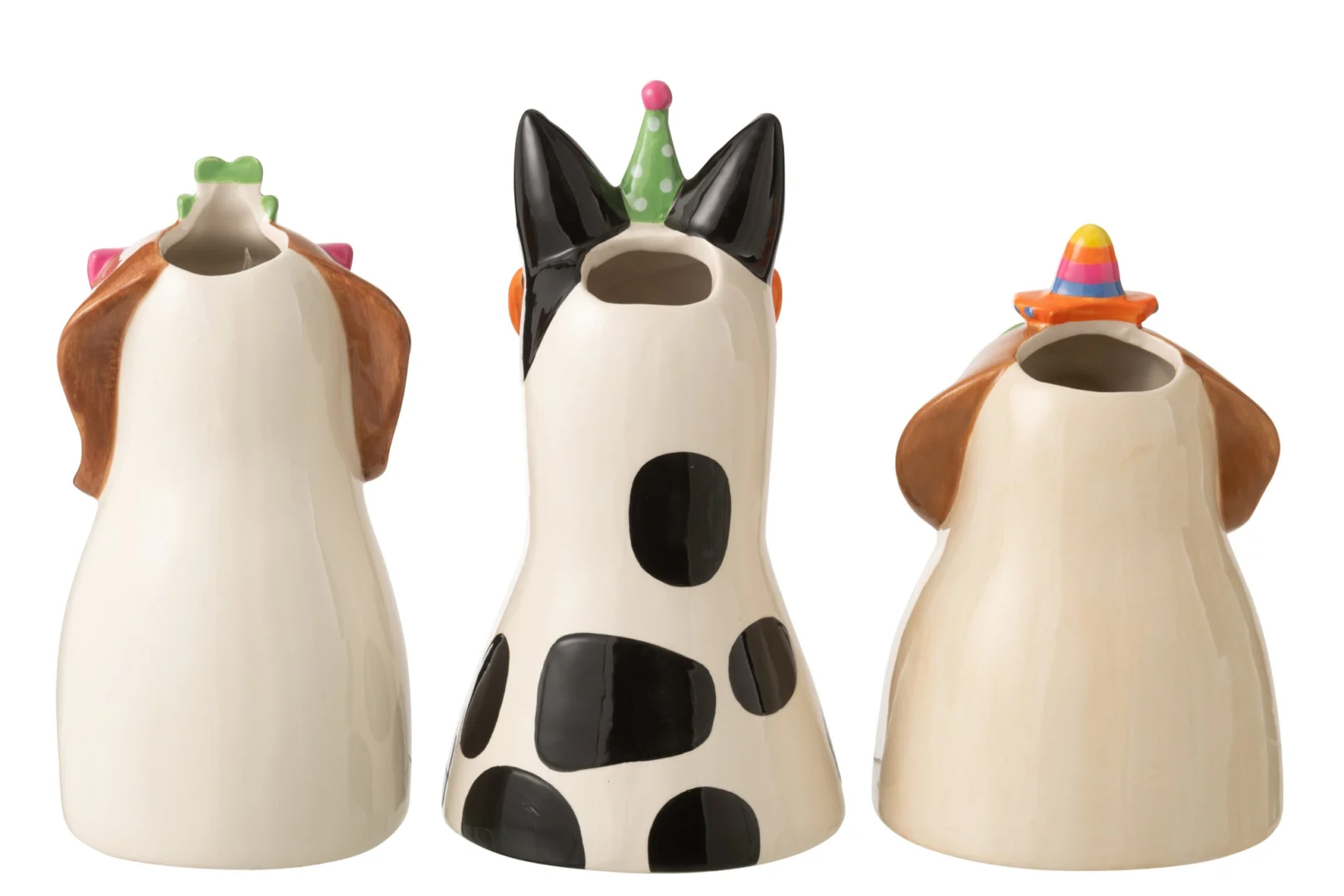 Set van 3 Sunnaro keramische vazen in meerkleurig design met speelse dierenvormen, H28,5 cm