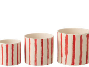 Bloempot Jeistes Keramiek Wit H14 cm - Set van 3