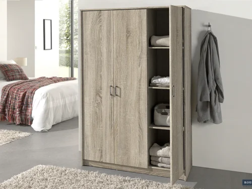 Kledingkast Ceiskun 117,5 cm in houtlook met open vakken en ruimte voor kleding en opbergmanden