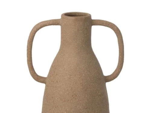 Vaas Leery Steen Beige H33,5 cm met smalle hals, afgeronde vorm en dubbele handgrepen