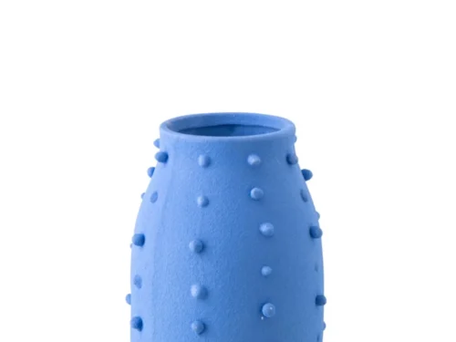 Blauwe steengoed vaas Slemum met bolletjesstructuur, slank en stijlvol decoratieobject H33,5 cm