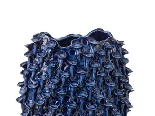 Vaas Haaldio Klei Blauw H32 cm met glanzende, organische structuur en opvallend reliëf