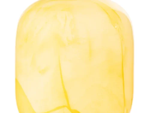 Tafellamp Rannir van geel glas met organische vorm en snoer, 38 cm hoog voor een warme sfeer