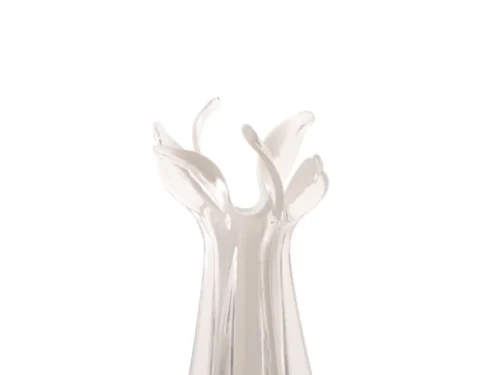 Vaas Skieltos Glas Wit H37 cm, hoge transparante designvaas met organische bloemvorm