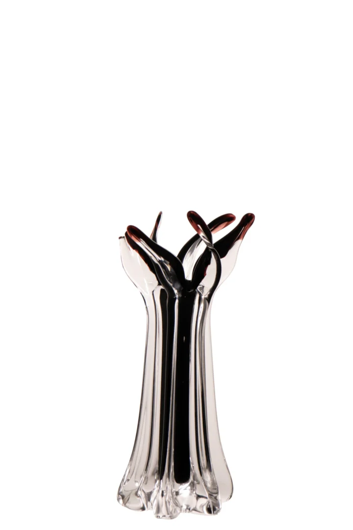 Vaas Kloosy zwart glas H37 cm met slank, elegant ontwerp en verfijnde uitstraling