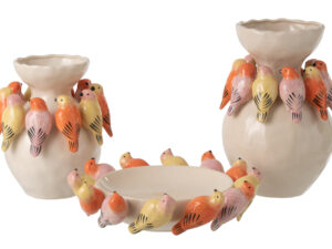 Vogelvaas Fleennil Porselein Meerkleurig H32 cm