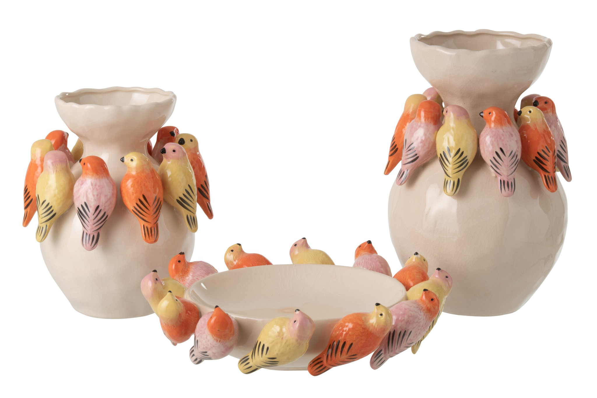 Vogelvaas Fleennil Porselein Meerkleurig H32 cm