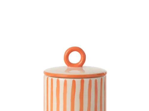 Dienang porseleinen witte pot met oranje strepen en ringvormige dekselgreep, H25 cm