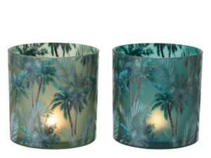 Windlicht Saardira Glas Meerkleurig H15 cm - Set van 2