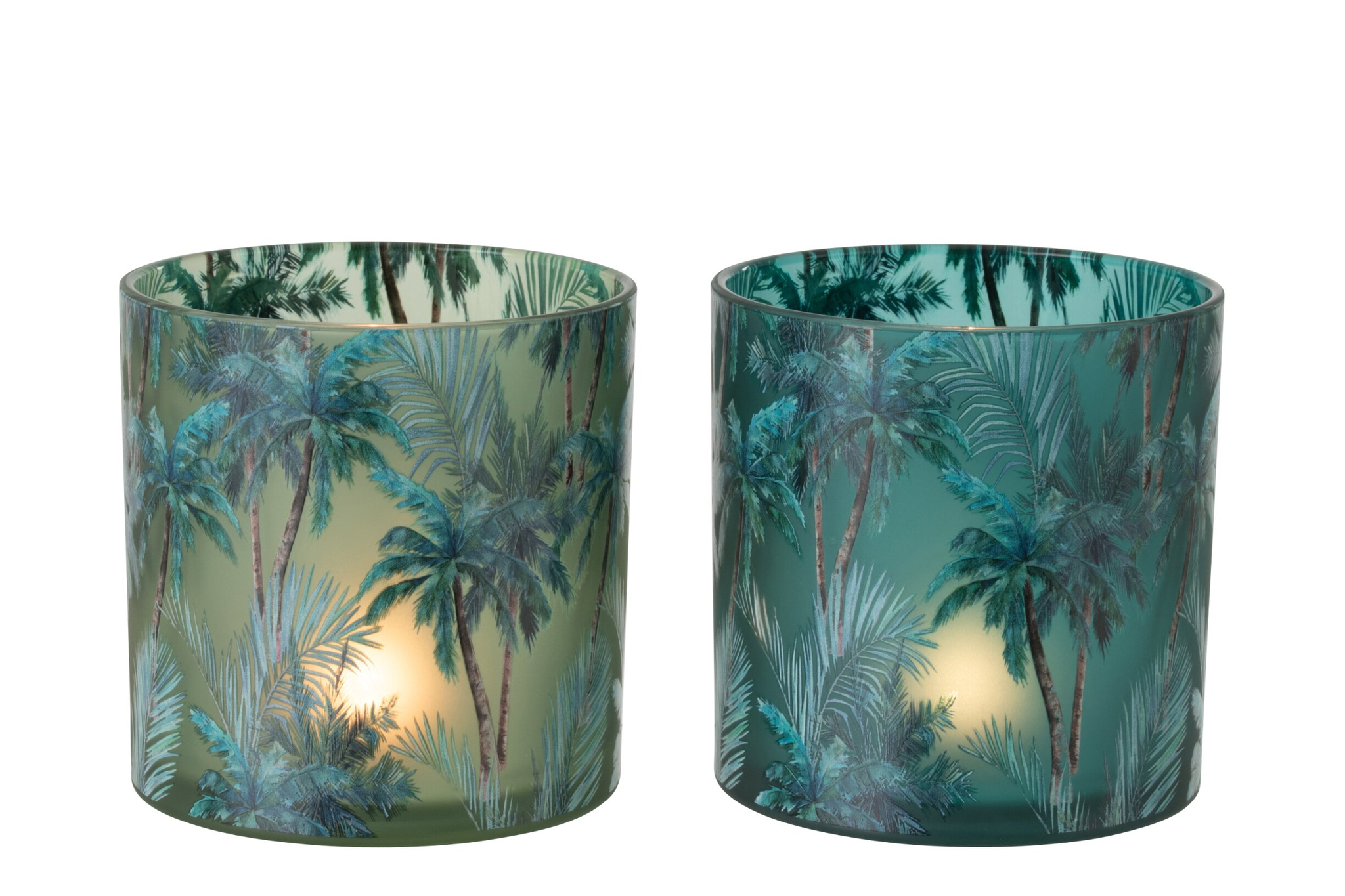 Windlicht Saardira Glas Meerkleurig H15 cm - Set van 2