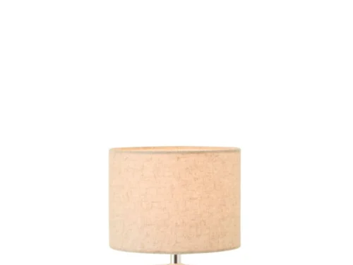 Tafellamp Girdesta Keramiek H31,8 cm met witte swirl voet en beige stoffen kap
