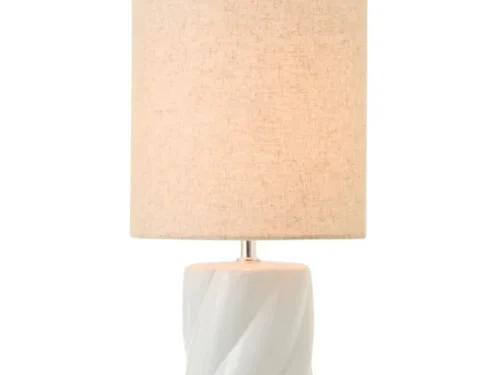 Tafellamp Fendal keramiek H53 cm met witte textielen kap en draaivormige voet