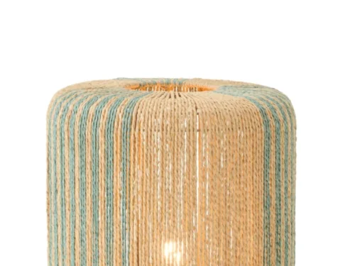 Blauwe tafellamp Klinnoro H39 cm met gevlochten kap en warme lichtval voor sfeervol interieur