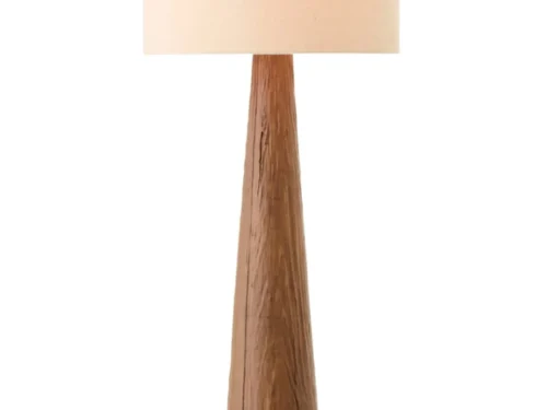 Vloerlamp Slaarrir in donkerbruin keramiek met beige kap, hoge slanke vorm en warm karakter