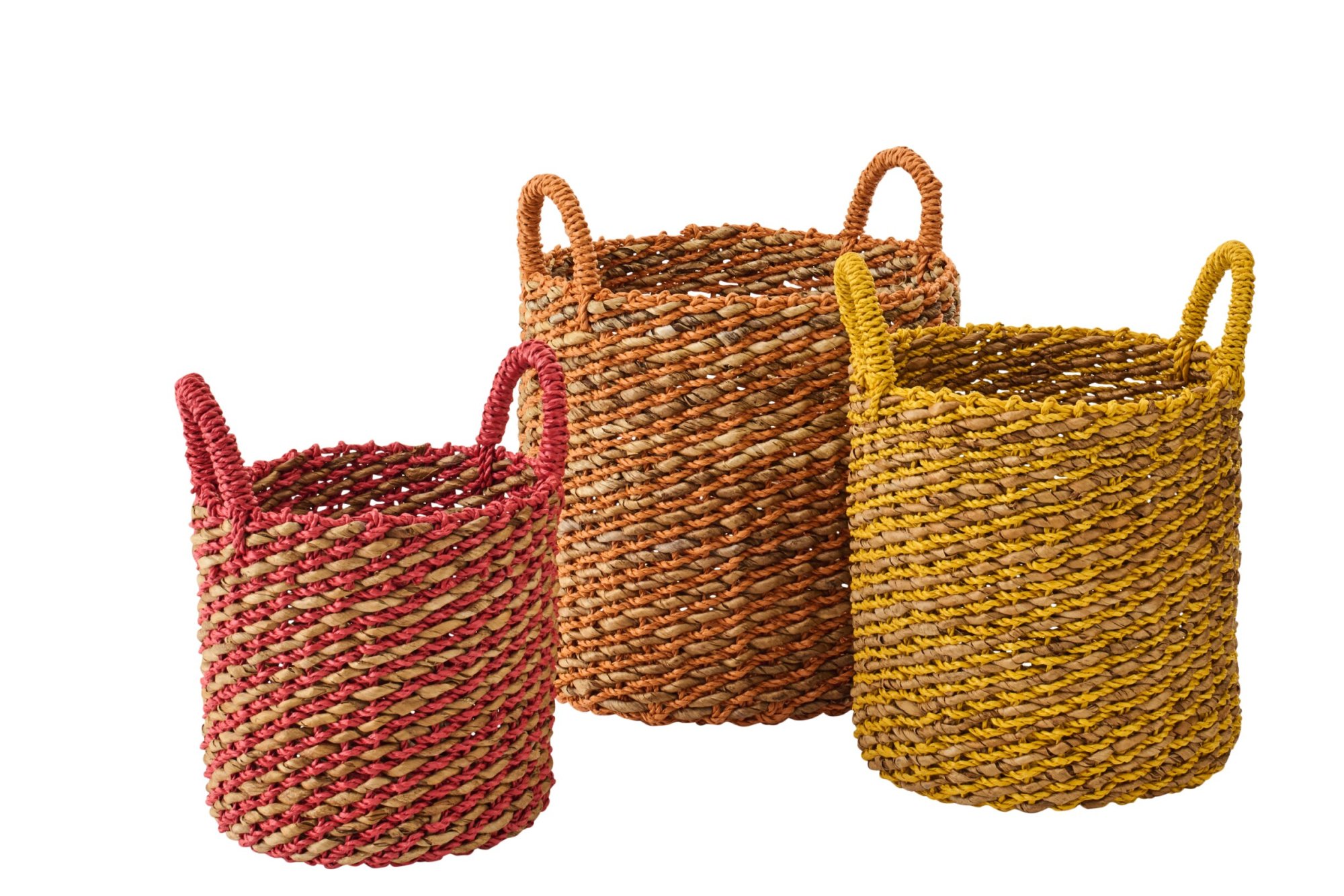 Mand Pallik Raffia Meerkleurig - Set van 3 - Afbeelding 3