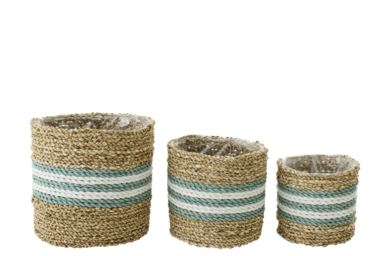 Bloempot Dolura Zeegras Naturel H20 cm - Set van 3 - Afbeelding 2